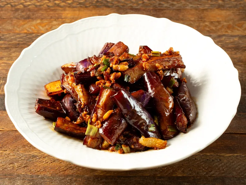 Egg Plant with Shredded Pork Garlic